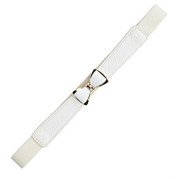 Women's 1" Width Bow Skinny Elastic Waist Belt - Stretchy, Thin Belt - Picture 3 of 4